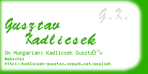 gusztav kadlicsek business card